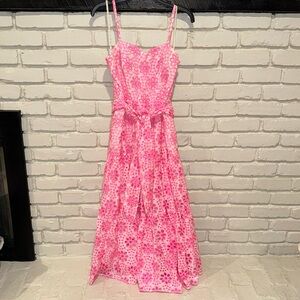 Lilly Pulitzer eyelet maxi dress worn once for a wedding EUC size 8